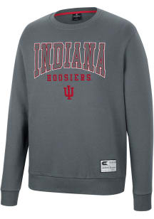 Colosseum Indiana Hoosiers Mens Charcoal Scholarship Fleece Long Sleeve Crew Sweatshirt