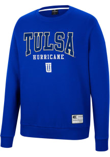 Colosseum Tulsa Golden Hurricane Mens Royal Blue Scholarship Fleece Long Sleeve Crew Sweatshirt