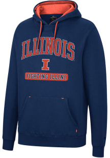 Colosseum Illinois Fighting Illini Mens Navy Blue Scholarship Fleece Long Sleeve Hoodie