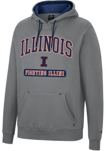 Colosseum Illinois Fighting Illini Mens Charcoal Scholarship Fleece Long Sleeve Hoodie