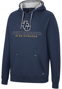 Colosseum John Carroll Blue Streaks Mens Navy Blue Scholarship Fleece Long Sleeve Hoodie