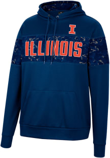 Colosseum Illinois Fighting Illini Mens Navy Blue Tonal Wager Pullover Hood