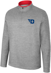 Colosseum Dayton Flyers Mens Grey Chase Long Sleeve Qtr Zip Pullover