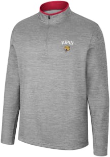 Colosseum IUPUI Jaguars Mens Grey Chase Long Sleeve Qtr Zip Pullover