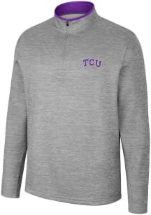 Colosseum TCU Horned Frogs Mens Grey Chase Long Sleeve Qtr Zip Pullover