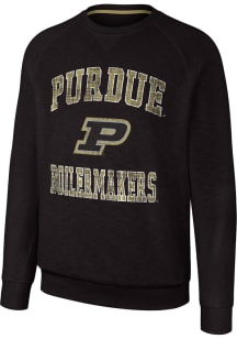 Colosseum Purdue Boilermakers Mens Black Reggie Long Sleeve Crew Sweatshirt