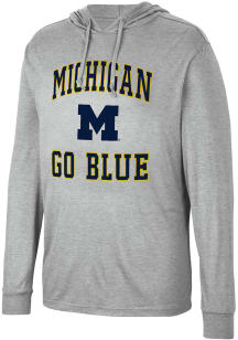 Colosseum Michigan Wolverines Mens Ash Collin Long Sleeve Hoodie