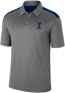 Colosseum Illinois Fighting Illini Mens Charcoal Rahm Short Sleeve Polo
