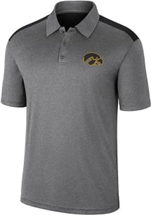 Colosseum Iowa Hawkeyes Mens Charcoal Rahm Short Sleeve Polo