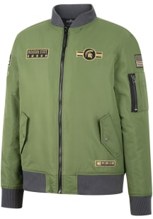 Colosseum Michigan State Spartans Mens Olive OHT Slip Stream Bomber Light Weight Jacket
