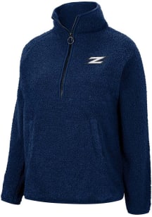Colosseum Akron Zips Womens Navy Blue Winter Wonderland Chenille Sherpa Qtr Zip