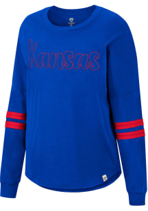 Colosseum Kansas Jayhawks Womens Blue Earth First LS Tee