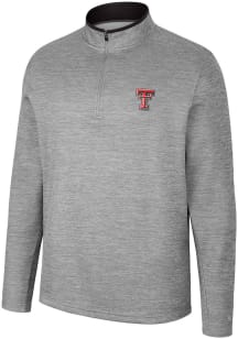 Colosseum Texas Tech Red Raiders Mens Grey Chase Long Sleeve Qtr Zip Pullover