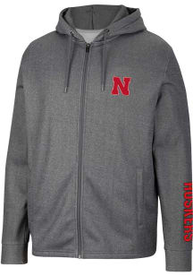 Colosseum Nebraska Cornhuskers Mens Charcoal Lockett Long Sleeve Zip