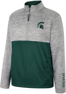 Colosseum Michigan State Spartans Mens Green John Long Sleeve Qtr Zip Pullover