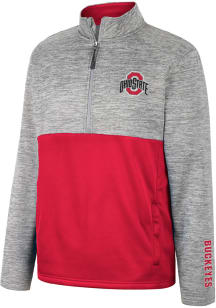 Colosseum Ohio State Buckeyes Mens Red John Long Sleeve Qtr Zip Pullover