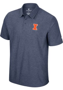 Colosseum Illinois Fighting Illini Mens Navy Blue Skynet Short Sleeve Polo
