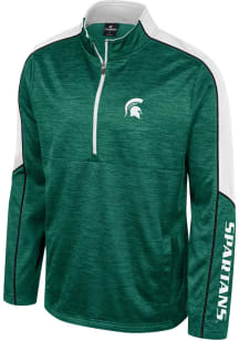 Colosseum Michigan State Spartans Mens Green Kyle Marled Long Sleeve Qtr Zip Pullover
