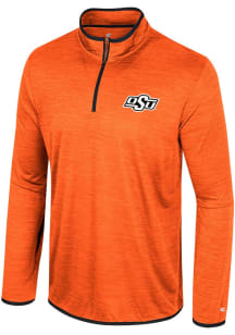 Colosseum Oklahoma State Cowboys Mens Orange Wright Long Sleeve Qtr Zip Pullover