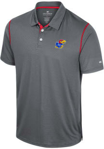 Colosseum Kansas Jayhawks Mens Black Cameron Short Sleeve Polo
