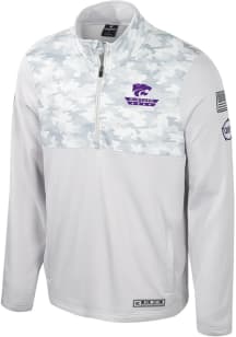 Colosseum K-State Wildcats Mens Grey OHT Ice Long Sleeve Qtr Zip Pullover