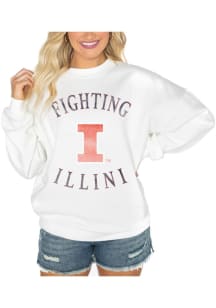 Gameday Couture Illinois Fighting Illini Womens White Play On Crew Sweatshirt