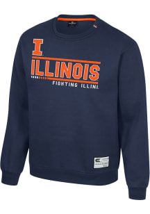 Colosseum Illinois Fighting Illini Mens Navy Blue Ill Be Back Long Sleeve Crew Sweatshirt
