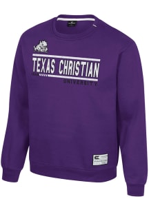 Colosseum TCU Horned Frogs Mens Purple Ill Be Back Long Sleeve Crew Sweatshirt