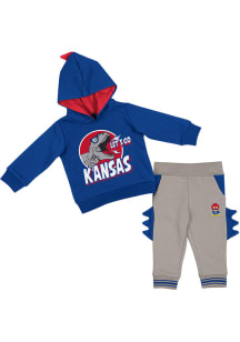 Colosseum Kansas Jayhawks Infant Blue Dino Set Set Top and Bottom