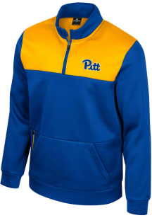 Colosseum Pitt Panthers Mens Blue Lewis Long Sleeve Qtr Zip Pullover