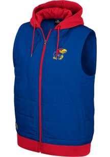 Colosseum Kansas Jayhawks Mens Blue Winters Morn Hooded Sleeveless Jacket