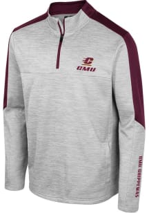 Colosseum Central Michigan Chippewas Mens Grey Cousins Long Sleeve Qtr Zip Pullover