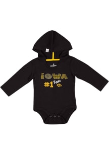 Colosseum Iowa Hawkeyes Baby Black Ellen Hooded LS Tops LS One Piece
