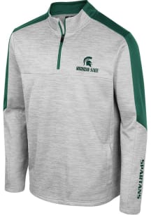 Colosseum Michigan State Spartans Mens Grey Cousins Long Sleeve Qtr Zip Pullover