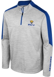 Colosseum Pitt Panthers Mens Grey Cousins Long Sleeve Qtr Zip Pullover