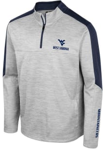 Colosseum West Virginia Mountaineers Mens Grey Cousins Long Sleeve Qtr Zip Pullover