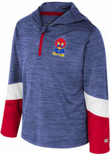 Colosseum Kansas Jayhawks Toddler Blue Rylos Long Sleeve Qtr Zip