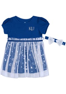 Colosseum Kansas Jayhawks Toddler Girls Blue Star League Short Sleeve Dress