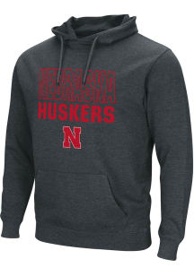 Colosseum Nebraska Cornhuskers Mens Black Campus Flat Name Mascot Long Sleeve Hoodie