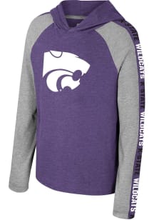 Colosseum K-State Wildcats Youth Purple Starfighter Hooded Long Sleeve Fashion T-Shirt