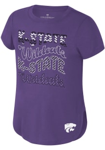 Colosseum K-State Wildcats Girls Purple Rogan Short Sleeve Fashion T-Shirt