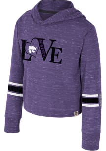 Colosseum K-State Wildcats Toddler Girls Purple Fleet Hooded Long Sleeve T Shirt