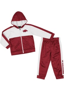 Colosseum Arkansas Razorbacks Toddler Cardinal Brint Set Top and Bottom