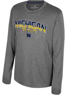 Colosseum Michigan Wolverines Youth Grey In the Computer Long Sleeve T-Shirt