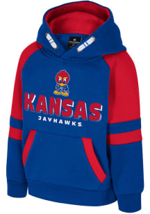 Colosseum Kansas Jayhawks Toddler Blue Todd Long Sleeve Hooded Sweatshirt