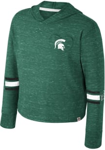 Colosseum Michigan State Spartans Girls Green Fleet Hooded Long Sleeve T-shirt