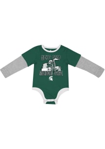 Colosseum Michigan State Spartans Baby Green Next Stop Long Sleeve One Piece