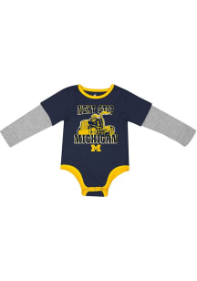 Colosseum Michigan Wolverines Baby Blue Next Stop Long Sleeve One Piece