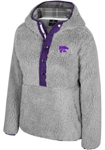 Colosseum K-State Wildcats Womens Grey Matilda 1/2 Zip Hooded Sweatshirt