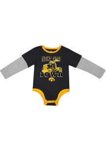 Colosseum Iowa Hawkeyes Baby Black Next Stop Long Sleeve One Piece